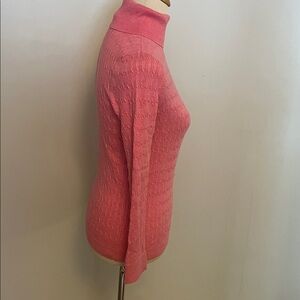 Talbots Elegant Pink Cotton Turtleneck Sweater